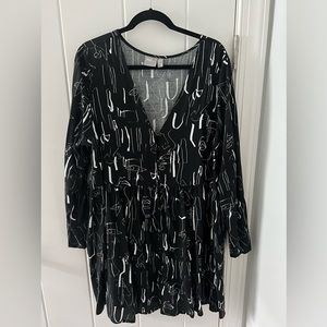 Asos black & white long sleeve dress